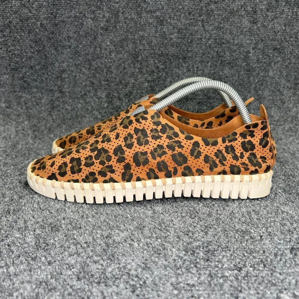 Ilse Jacobsen Shoes Womens 11 Brown Cheetah Print Slip On Comfort Casual Sneaker
